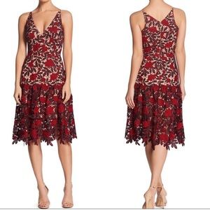 Dress the Population Lily Floral Lace Dress Garnet